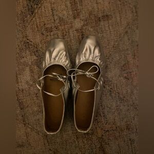 Silver ballet flats
